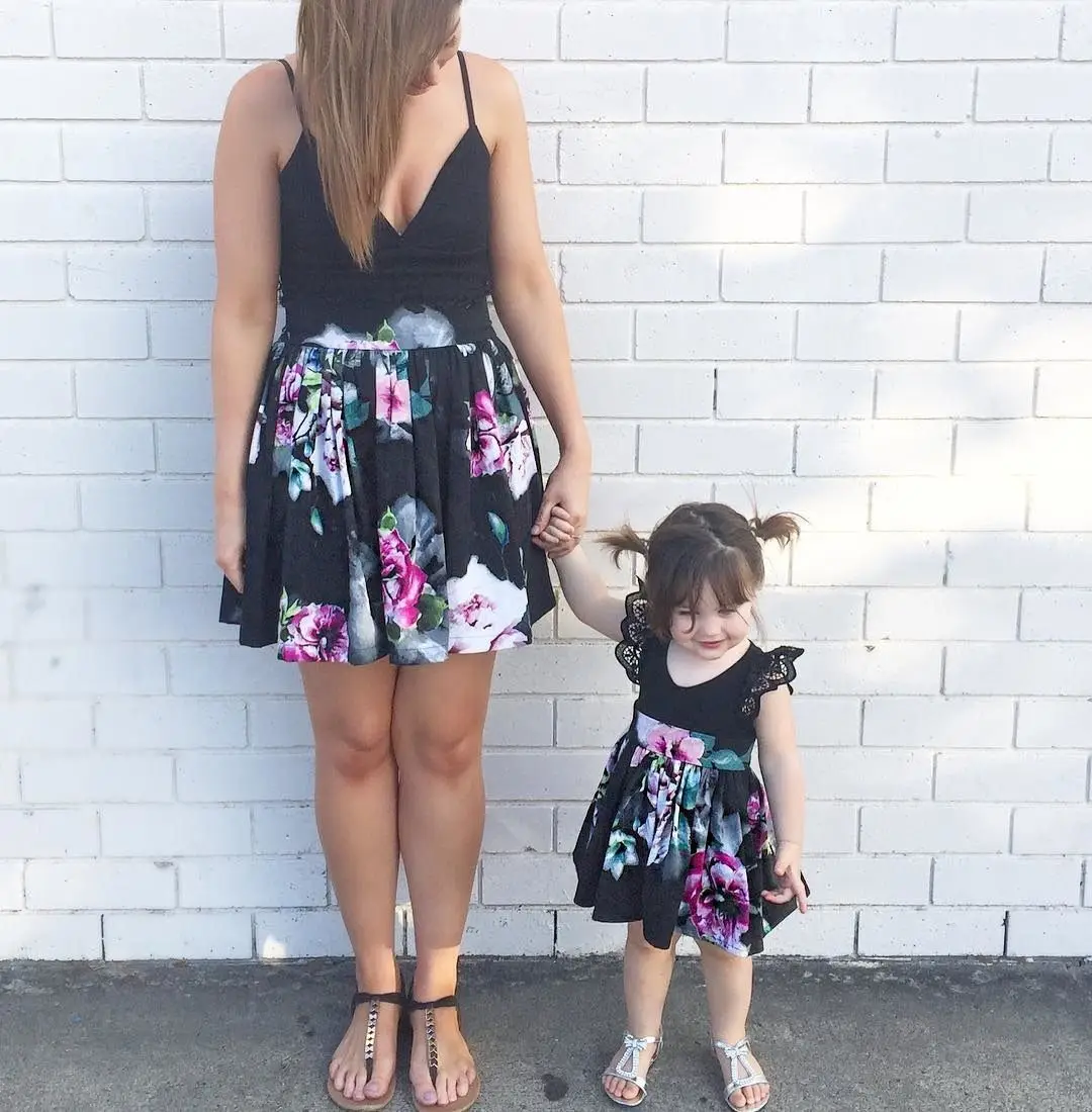 Женское платье пачка без рукавов с цветочным принтом|dress mother daughter|matching outfitsmother