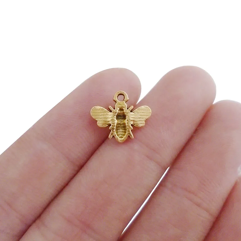 

ZXZ 50pcs Antique Gold Bumble Bee Honeybee Insects Charms Pendants Beads for Necklace Bracelet Earring Jewelry Making