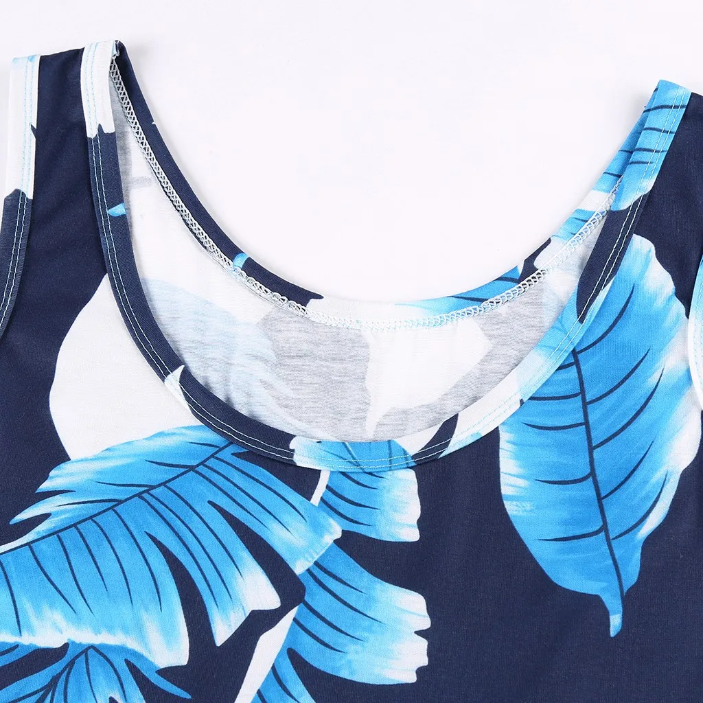 2019 New Fashion Casual Ladies Print Sleeveless Banana Leaf Dress Comfortable Summer Dresses Women Dresses|Женские платья| |