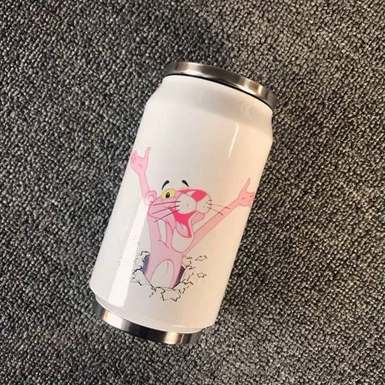 300ml Cute Funny With Straw Coffee Mug Vacuum Cup Thermos Stainless Steel Tumbler Thermocup Travel Drink Bottle Beverage Can - Цвет: E