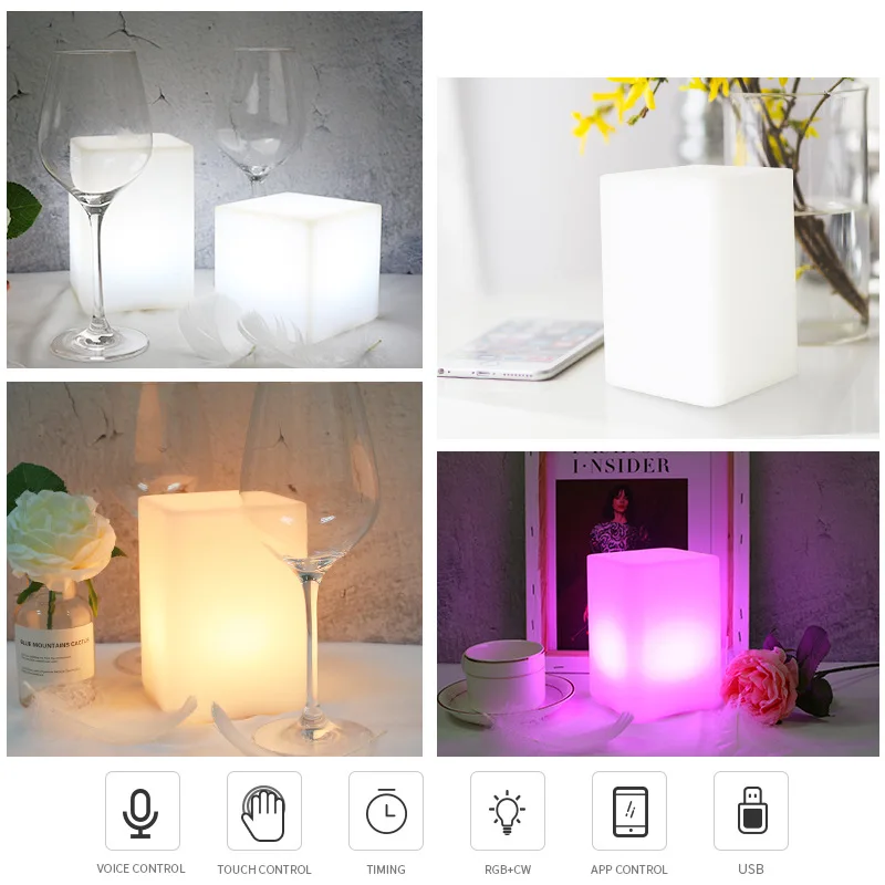 Wi-Fi Смарт-контроль RGB+ CW СВЕТОДИОДНЫЙ ночной Светильник USB Перезаряжаемый настольные атмосферные лампы работает с Alexa Google Assistant мобильное приложение
