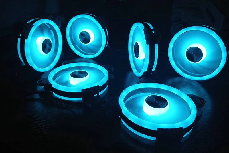 Цветной 120 мм круглый RGB cpu охлаждающий вентилятор+ пульт дистанционного управления с двойной диафрагмой светодиодный светящийся ПК корпус тихий вентилятор водяного охлаждения