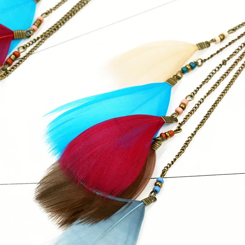 Богемные длинные висячие серьги с перьями для женщин bijoux этнические богемные