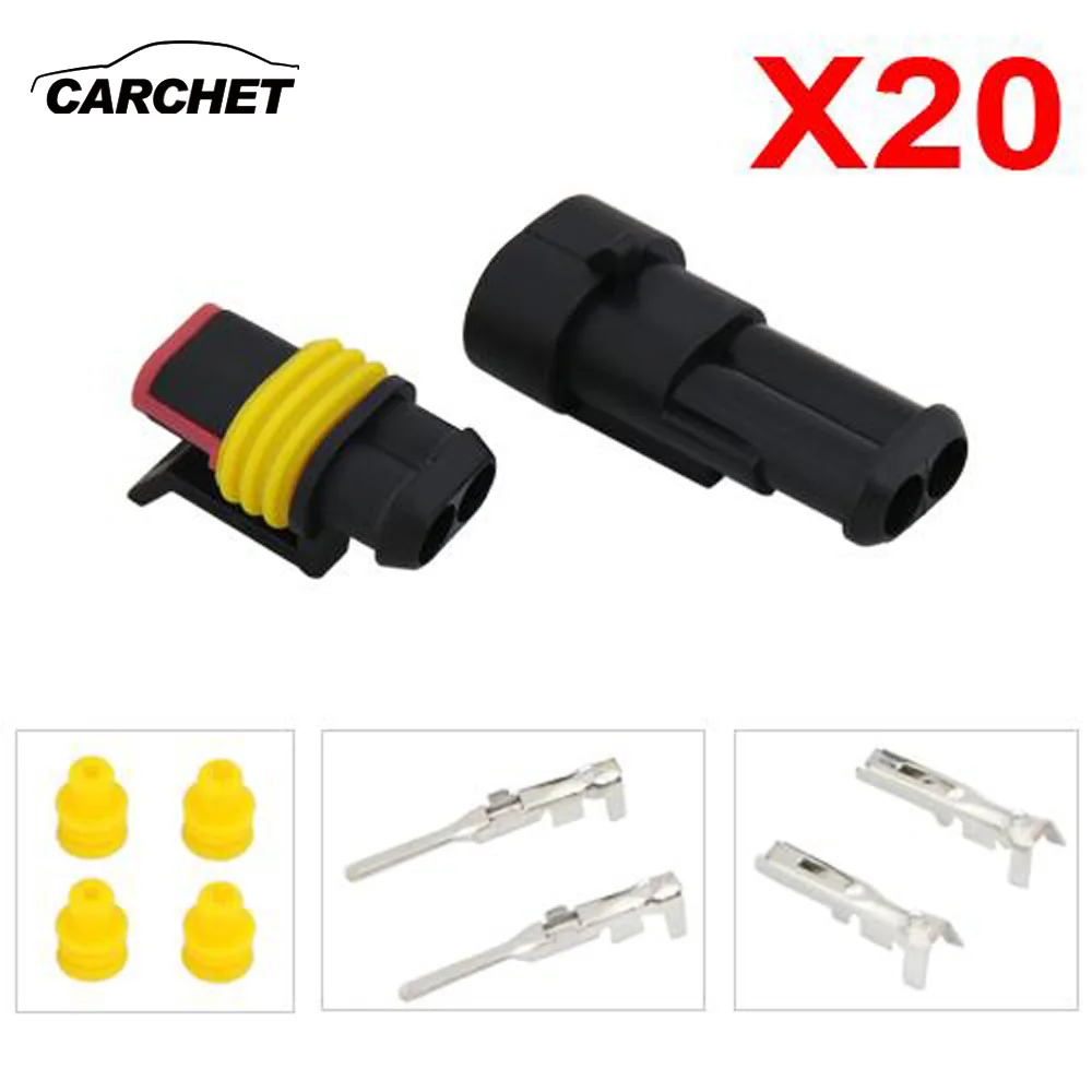 CARCHET 20 комплект 2Pin Way AMP супер уплотнение водонепроницаемый Электрический провод