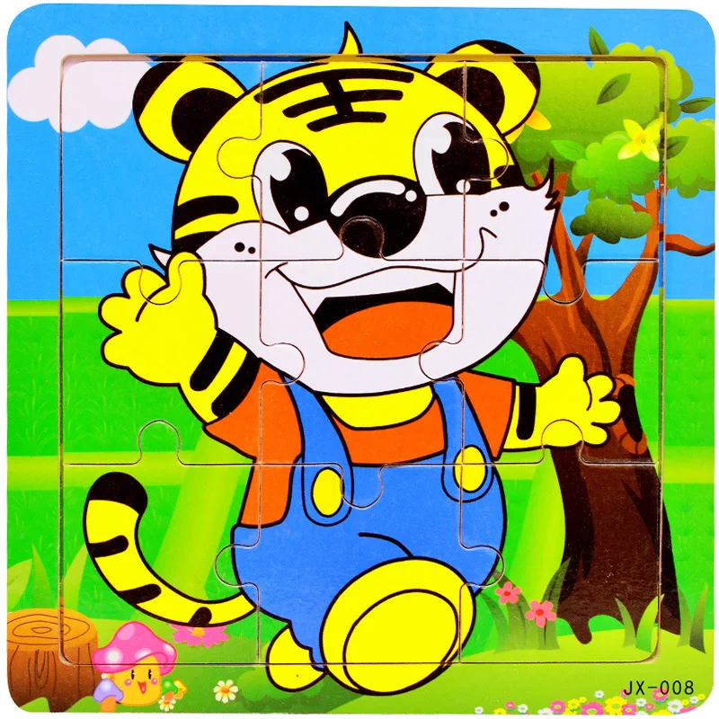 Красочные деревянные головоломки милые Мультяшные животные машины летательные