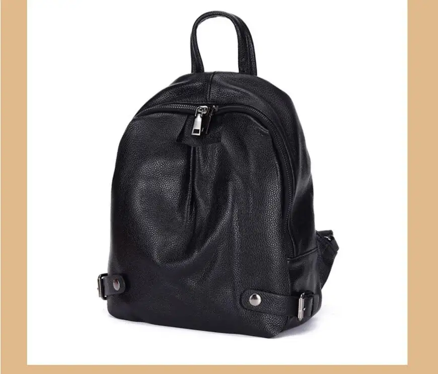 CHSANATO Genuine Leather Backpacks School Bags For Teenage Girls Backpack Female Shoulder Bags For Women Black