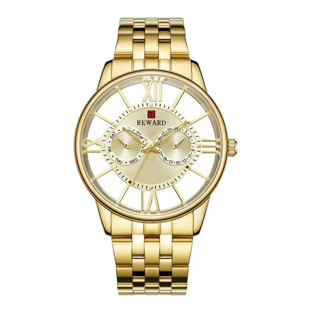 

Reward multi-function sports quartz watch men's steel belt wristwatches