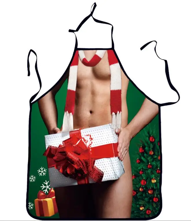 Creative funny Christmas design cooking aprons sanitary cleaning cartoon cat style sexy lady men picture gift | Дом и сад