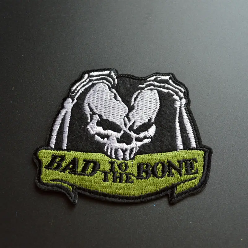 Заплатка с изображением скелета bad to the bone для одежды байкерские нашивки вышивкой