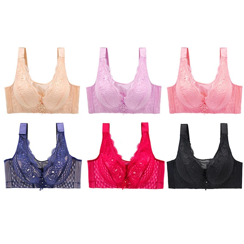 Плюс Размеры Sexy Push Up Bra для Для женщин ультра тонкий регулируемый Беспроводной бесшовные секс кружевной бюстгальтер без косточек чашки Размеры C D E бюстгальтер