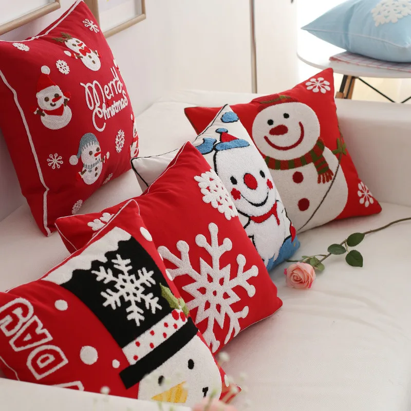 С Рождеством Христовым чехлы Люкс вышивка бросить подушки Decorativos Para кольцеобразный браслет с глазком для фестиваля благословение
