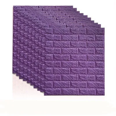 Фиолетовый 70*77 3D кирпичные настенные наклейки DIY самоклеющийся Декор пенопластовое водонепроницаемое покрытие для стен обои для телевизора фон для детской гостиной - Цвет: Фиолетовый
