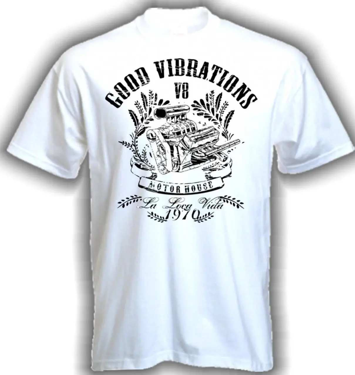 

T Shirt Free Shipping Big Block V8 Power Us Muscle Car T-Shirt Hot Rod Rockabilly Oldschool Race Weisship Hop Street T-Shirt