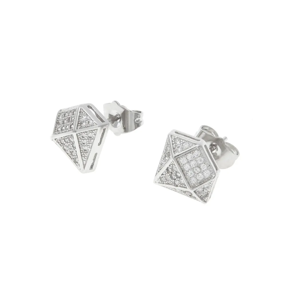 Хип-хоп полный льдом cz Имитация Diamonds Серьги Серебряные Цвет нерегулярные Медь