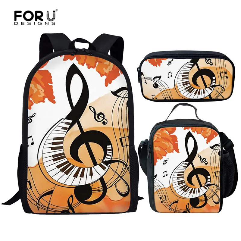 FORUDESIGNS 3 шт./компл. рюкзак Music Note детские школьные сумки для мальчиков и девочек