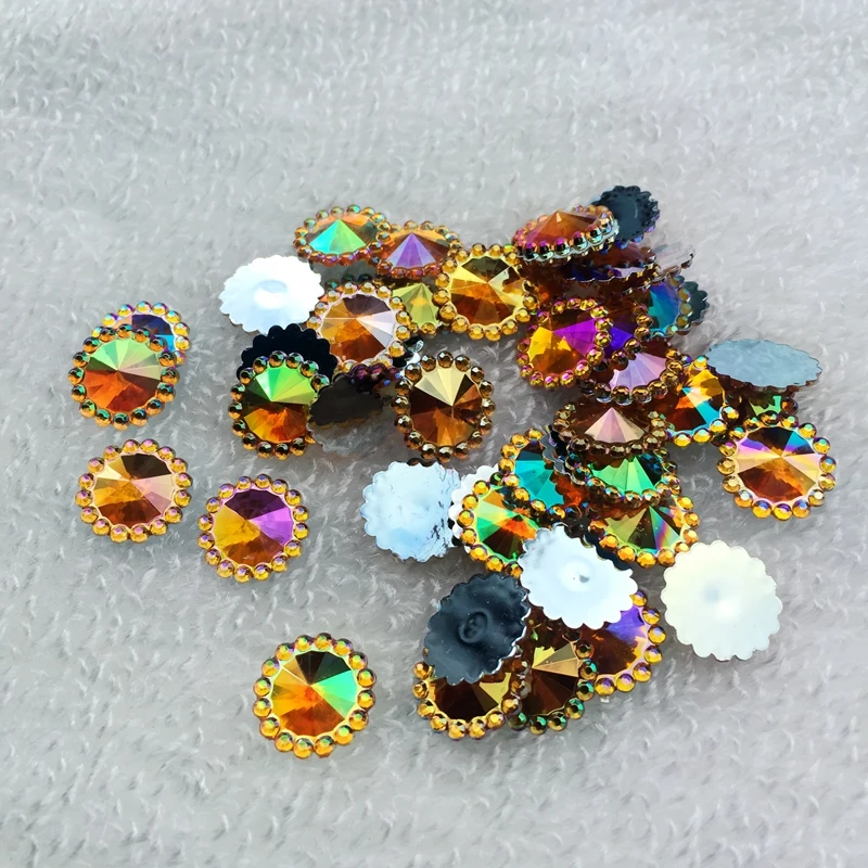 Круглые акриловые Стразы AB с кристаллами приклеивающиеся к плоской задней