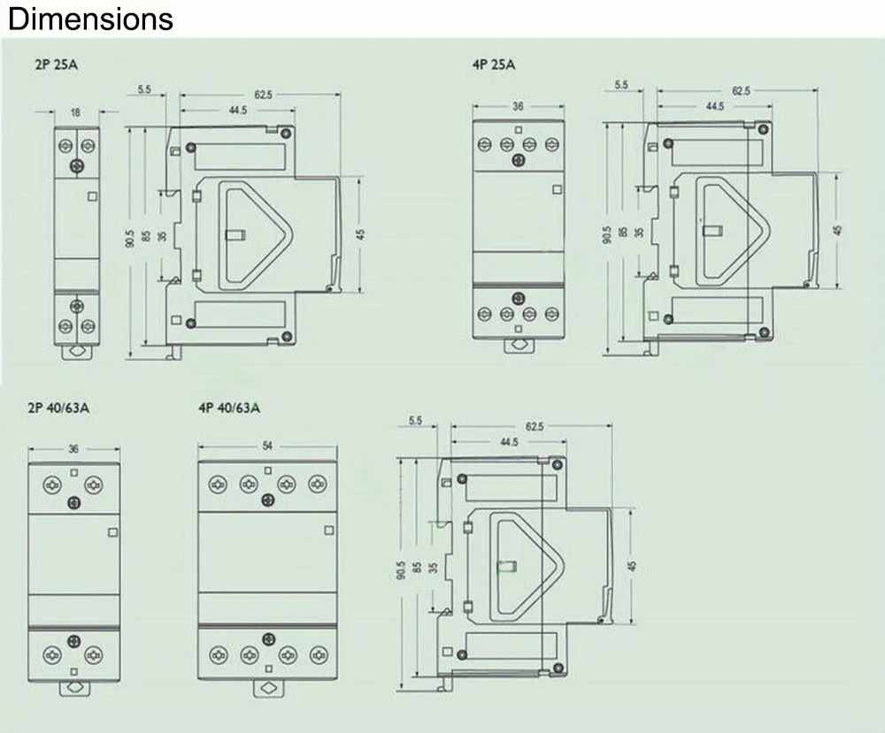 Auxiliar de partida kohtaktop CT1 CT1-63 32A 40A 63A 4P 220V 230V 50or60HZ Din rail AC контактор для дома стартер