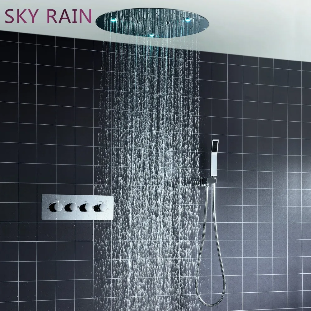 SKY RAIN дизайн 4 ручки Термостатический смеситель для дождевой воды Колонка круглый верхний душ