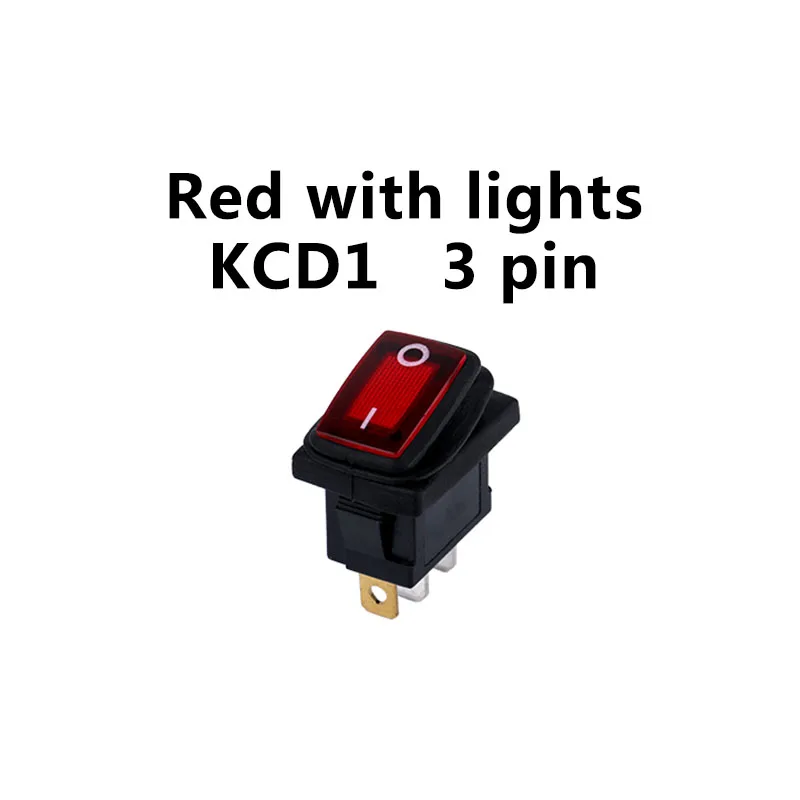 Red KCD1-101 Водонепроницаемый морской светодиодный кулисный переключатель 12V 24V 220V Светодиодный светильник на включение/выключение светильник ing 6A250VAC круглый тумблер - Цвет: Red