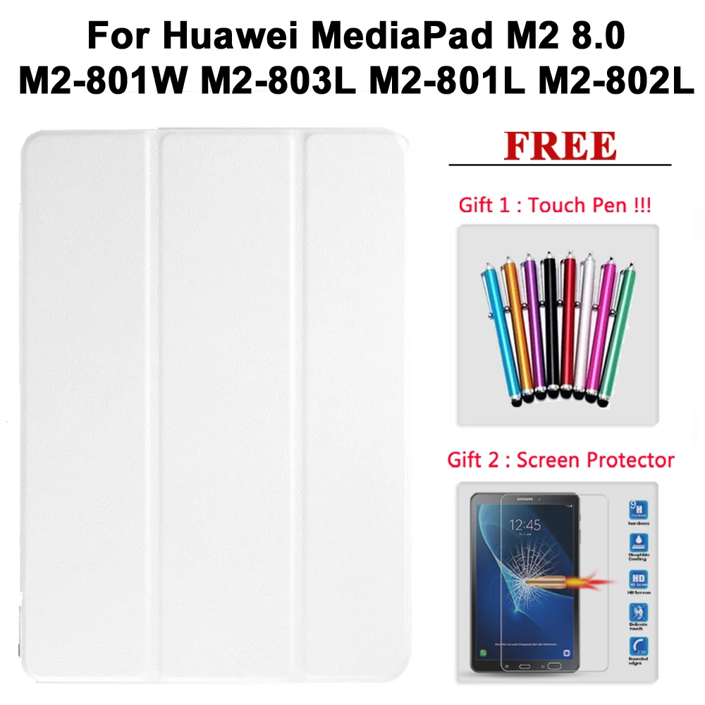 Защита экрана стекло+ чехол для huawei MediaPad M2 8,0/Медиа Pad M3 8,4/M3 Lite 8,0/M3 Lite 10,1 PU кожаный чехол - Цвет: M2 8.0 bai