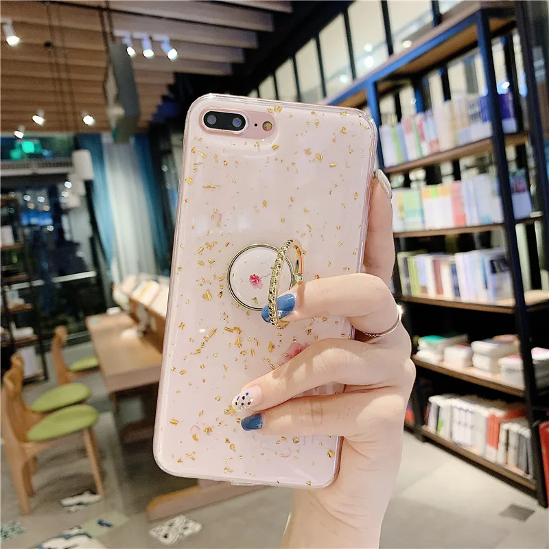 COOLY Ring Stand Marble Case For iphone X XS Max XR 6 S 6S 7 8 Plus Back Cover Bling Glitter Soft TPU Phone Shell Cartoon Coque |