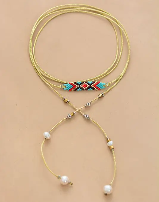 Уникальный бисер узор пресноводный жемчуг воротник ожерелье женское элегантное