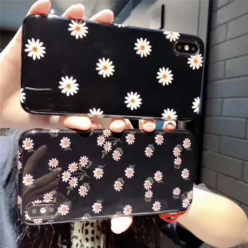 Чехлы для iPhone X XS MAX XR 7 8 6 6s Plus в стиле ретро с ромашками и цветами модные Гладкие