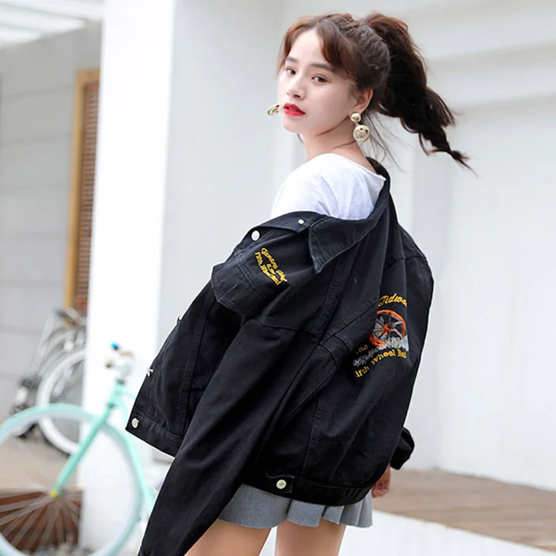 2018 весенняя куртка-бомбер Куртки Для женщин бойфренда Стиль с длинным рукавом