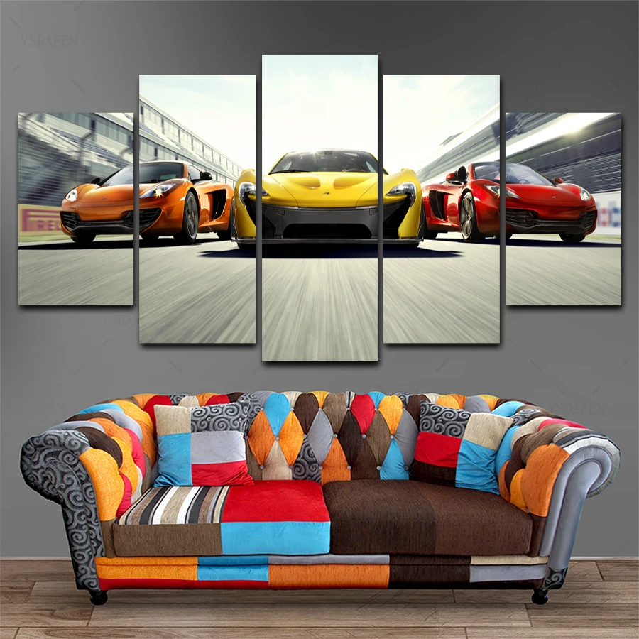 Op de muur HD Печать olieverf модульная фото постер для спортивного автомобиля добрый