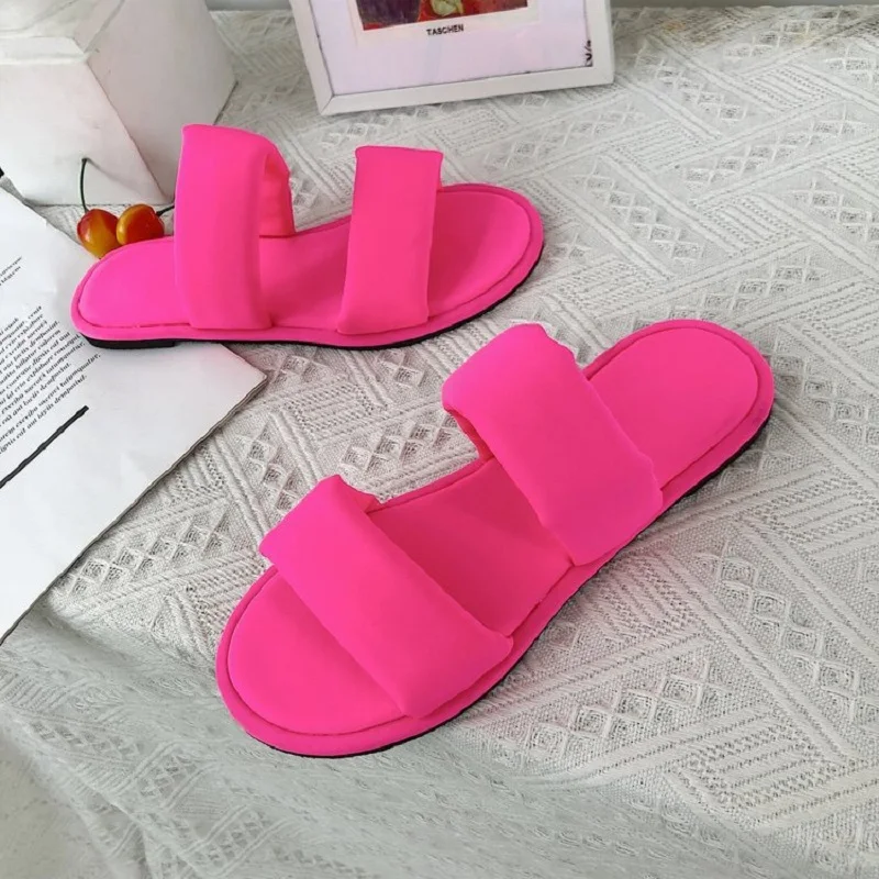 Летние женские сандалии ярких цветов Брендовые пляжные повседневные мягкие