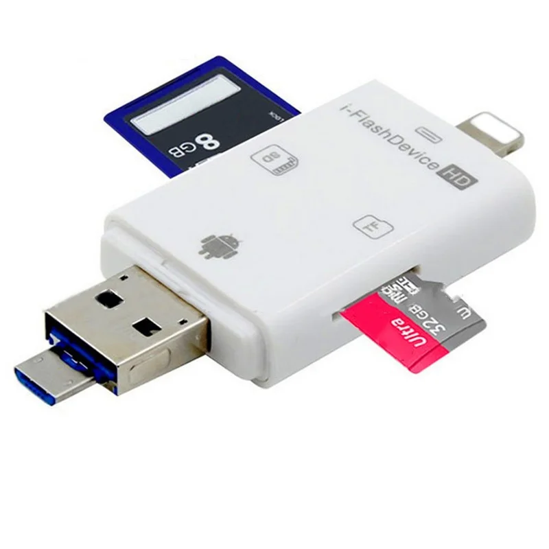 Кардридер EDAL 3 в 1 для Lightning/Micro USB/USB SD/TF кардридер OTG адаптер iPhone Android Phone |