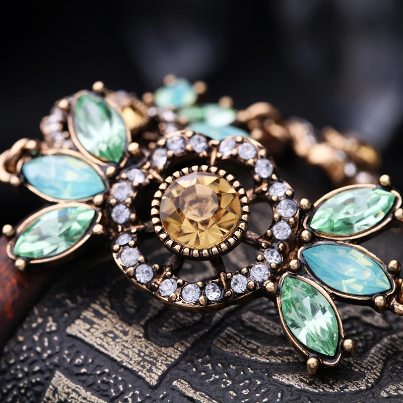 KISS ME Элегантный и модный женский зеленый &amp Шампань хрустальные цветы