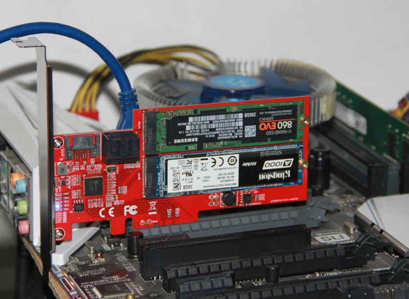 M2 SATA Raid контроллер карты PCI Express X4 на 2 порта SATA 3,0 6 Гбит/с+ 2 порта M.2 NGFF SSD B Ключ Поддержка RAID0 RAID1 AHCI режим