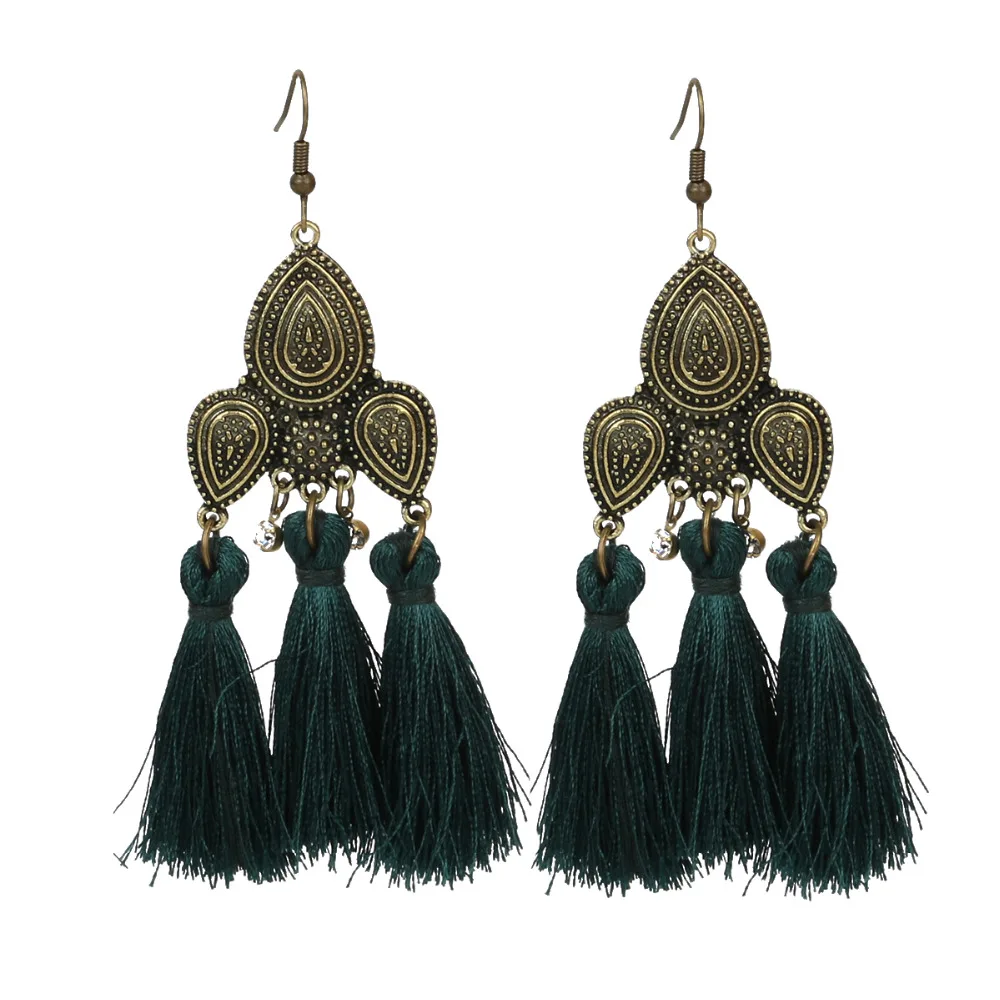 Винтажные богемные длинные серьги с кисточками для женщин эффектные ювелирные
