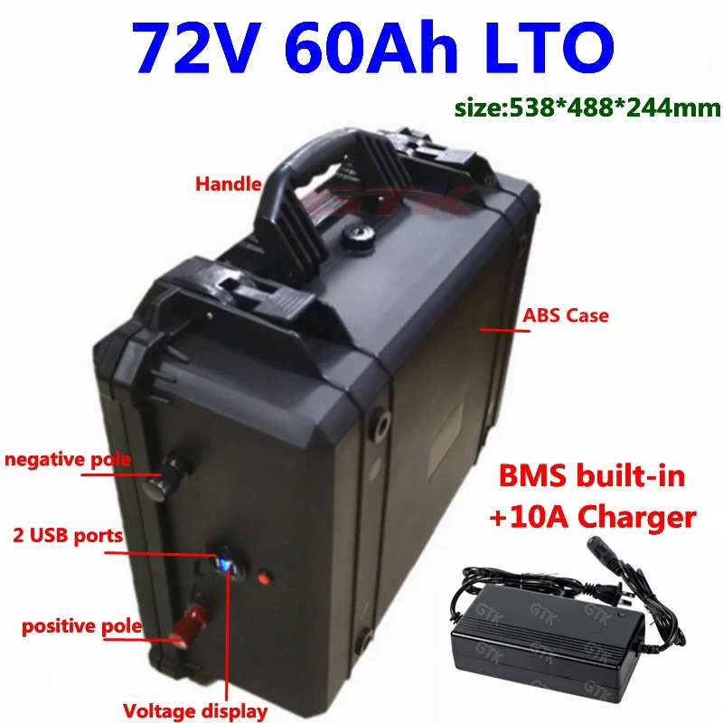 Водонепроницаемый литиевый титановый аккумулятор 72V 60Ah 40Ah 80Ah аккумулятор лто 2,4 v LTO для резервного питания солнечный инвертор+ 10А зарядное устройство