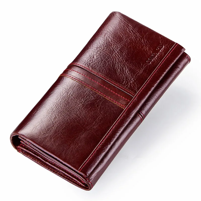 Red Новые модные женские сумки, кошельки для монет, держатели из натуральной кожи, длинный клатч, кошельки, держатель для карт, сумка для денег с держателем для мобильного телефона - Цвет: Red