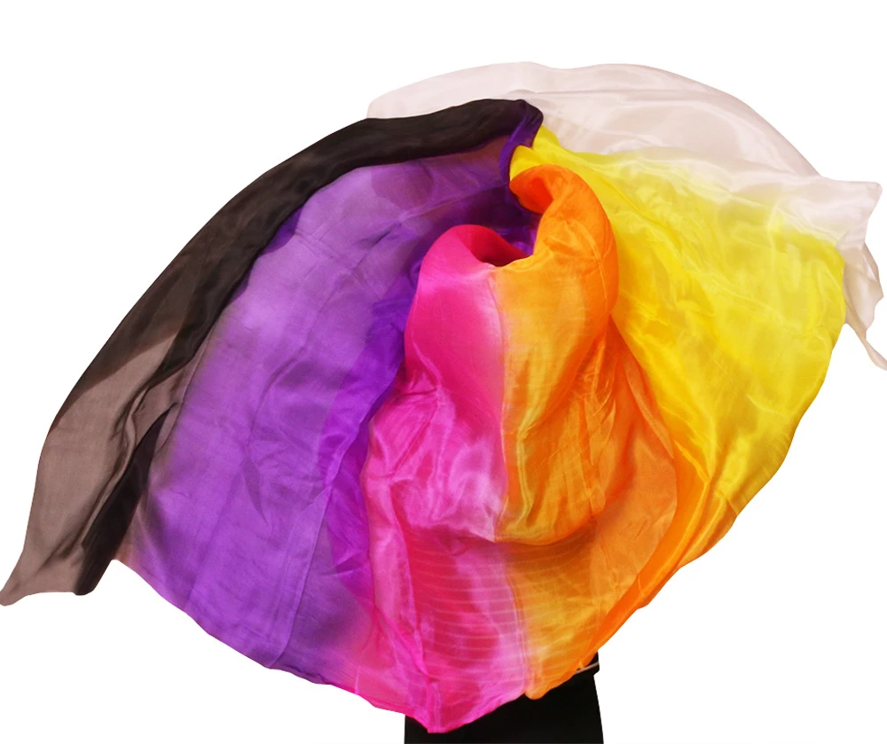 

1 Pc Dance Veils 100% Silk Stage Performance Props Dye 250*114 cm Belly Dance Silk Veils Black+Purple+Rose+Orange+Yellow+White