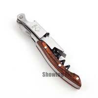 corkscrew opener with wood handle wine bottle opener double levers wine waiters opener with flannel bag packing