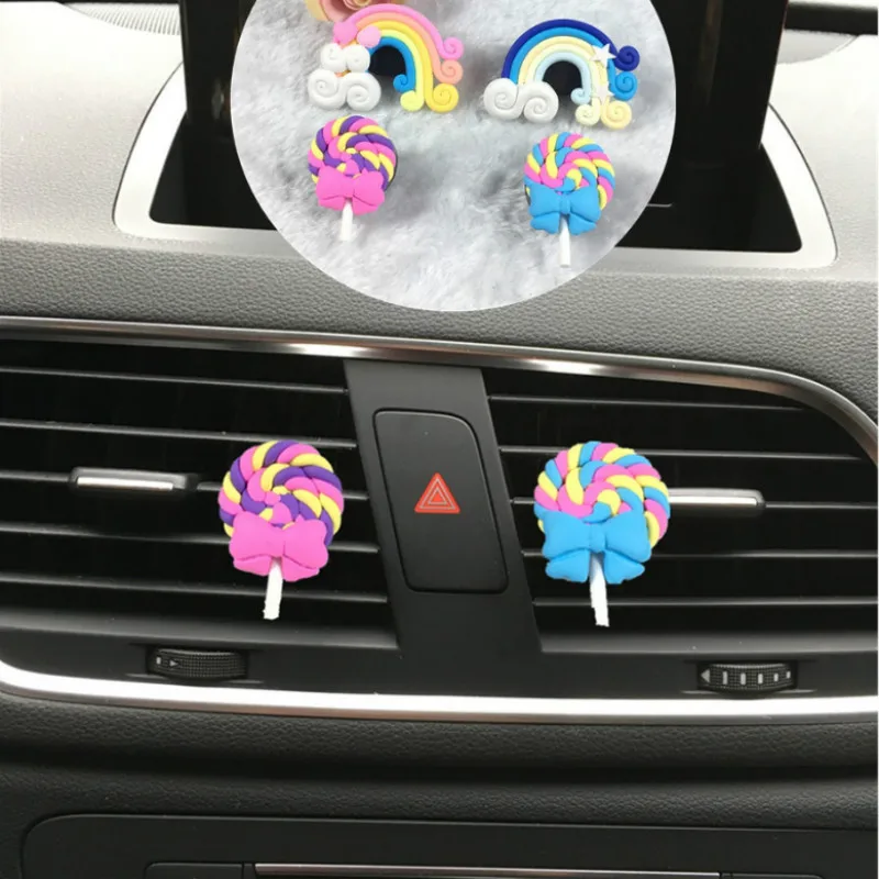 

MR TEA Cute Lollipop Rainbow Car Air Freshener Air Outlet Ornament for Lady Car-styling Solid Fragrance Perfume Auto Accessories
