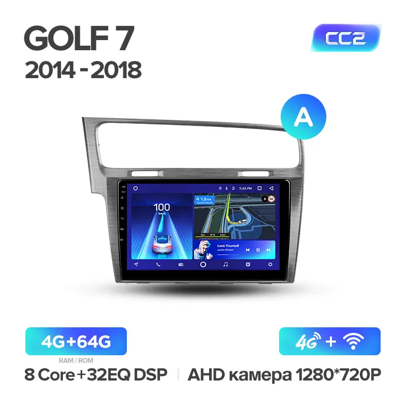TEYES CC2 Штатная магнитола для Volkswagen Golf 7 VII Android 8.1, до 8-ЯДЕР, до 4+ 64ГБ 32EQ+ DSP 2DIN автомагнитола 2 DIN DVD GPS мультимедиа автомобиля головное устройство - Цвет: Golf 7 CC2 64G A