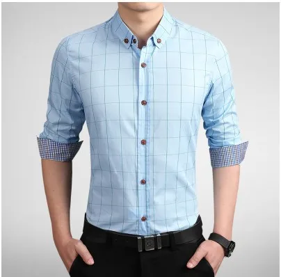 2018 Plaid Shirts Men Casual Long Sleeve Mens Dress Fashion Man Plus size 3XL 4XL 5XL N-5 | Мужская одежда - Фото №1