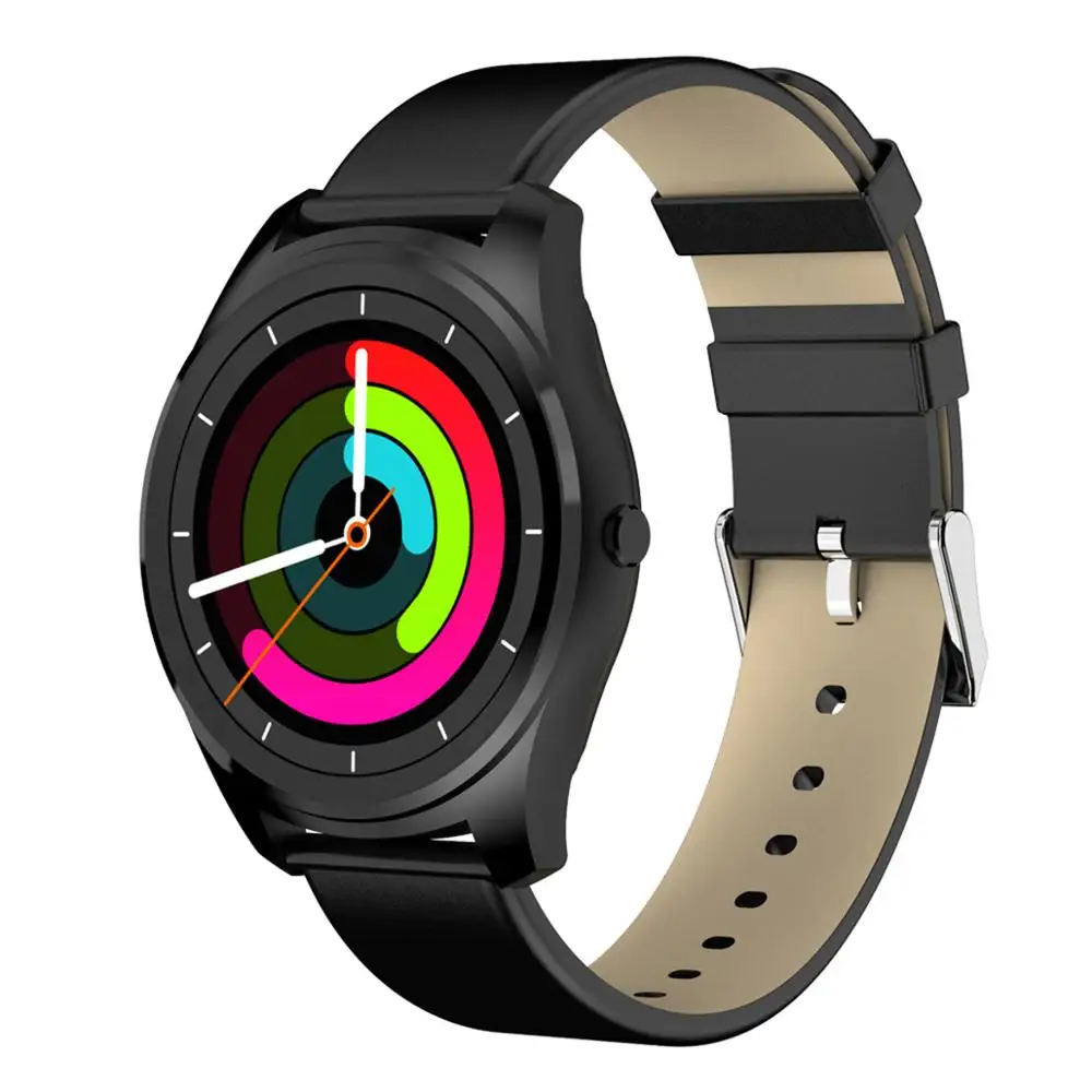 Black Leather Band Diggro DI03 Bluetooth Смарт-часы Телефон Z4 128 МБ ПЗУ 64 Мб ПЗУ монитор сердечного ритма Шагомер монитор сна для Android и IOS - Цвет: Black Leather Band
