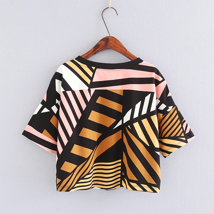 Для женщин Растениеводство Топ 2018 летние свободные короткие Рубашка в полоску