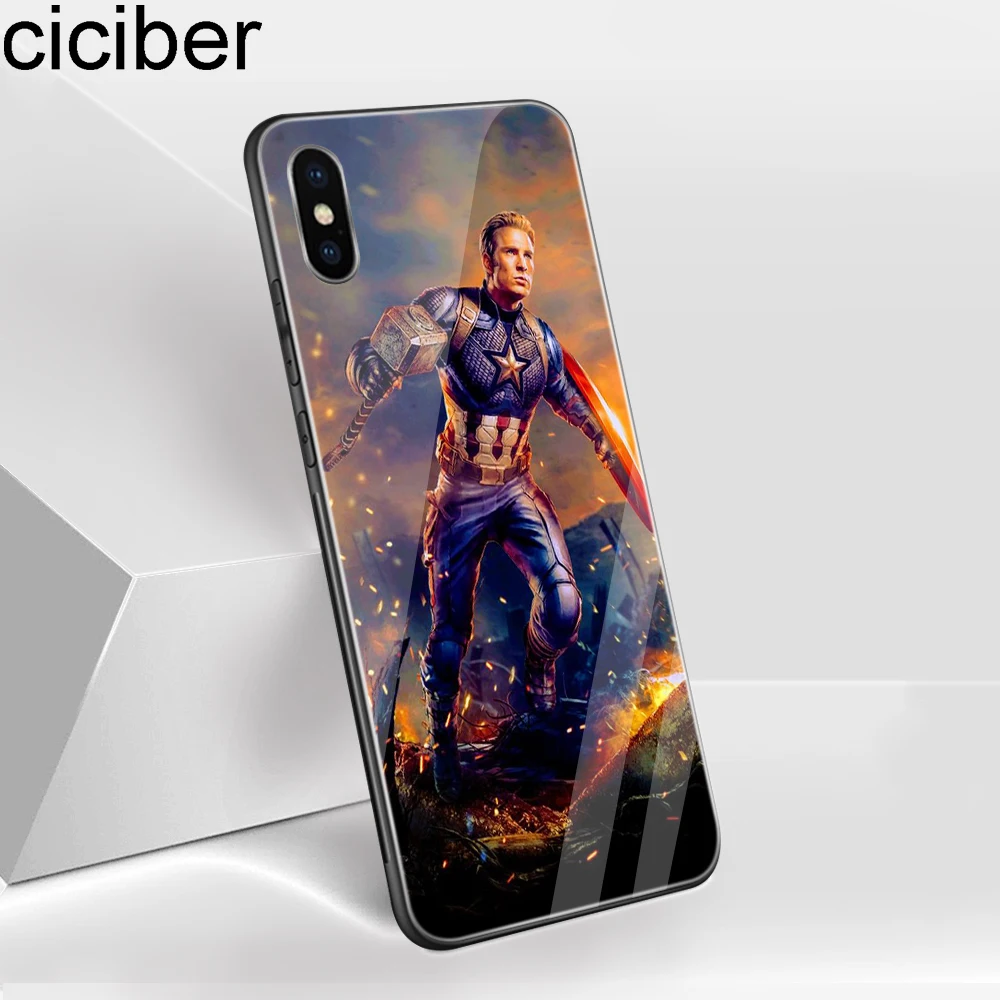 Ciciber Marvel Железный человек для iPhone 11 Pro Max X XR XS MAX 7 8 6 6S Plus стеклянные Чехлы задняя