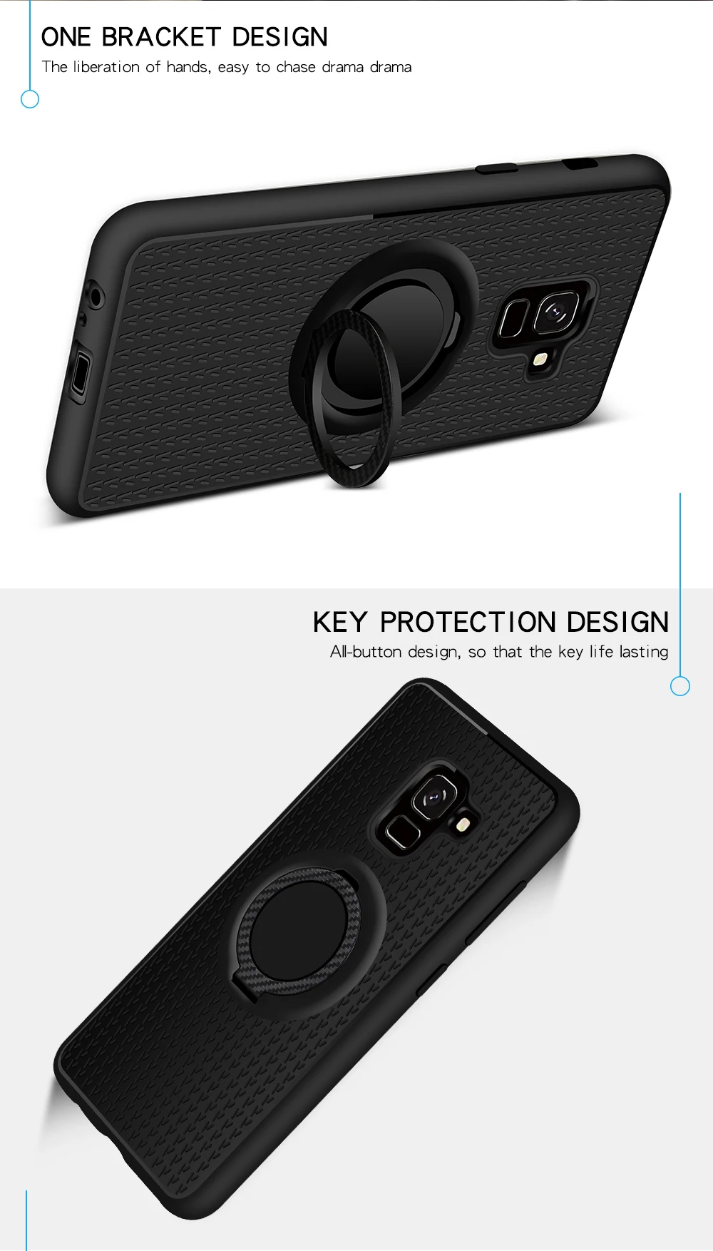 Чехол KEYSION для samsung Galaxy A8(), автомобильный Магнитный чехол с присоской, кольцо на палец, мягкая задняя крышка из ТПУ для A8 A530F