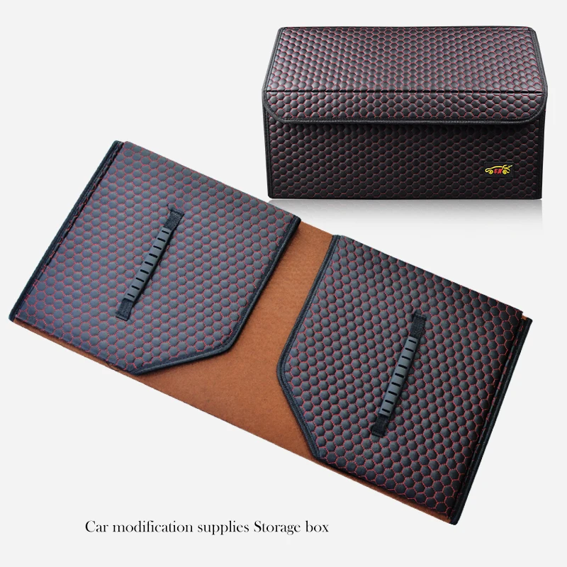 Скидка Автомобильный органайзер для багажника, автомобильный Органайзер, кожаная складная коробка для хранения, автомобильные аксессуары, складн...