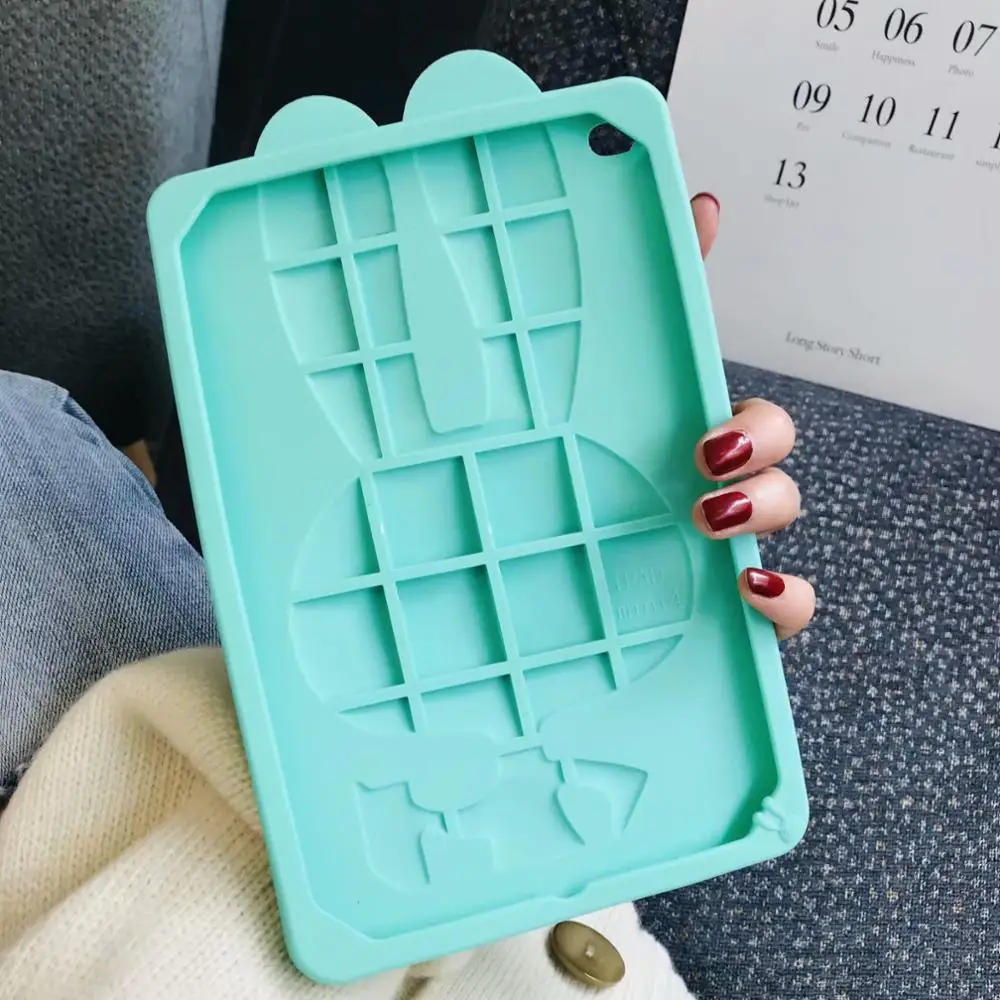 Зеленый Розовый Кролик Силиконовый противоударный чехол для iPad 9,7 Pro 9,7 10,5 Air 2 iPad 2/3/4, 5, 6, мини-платье, на возраст 1, 2, 3, 4, чехол для планшета