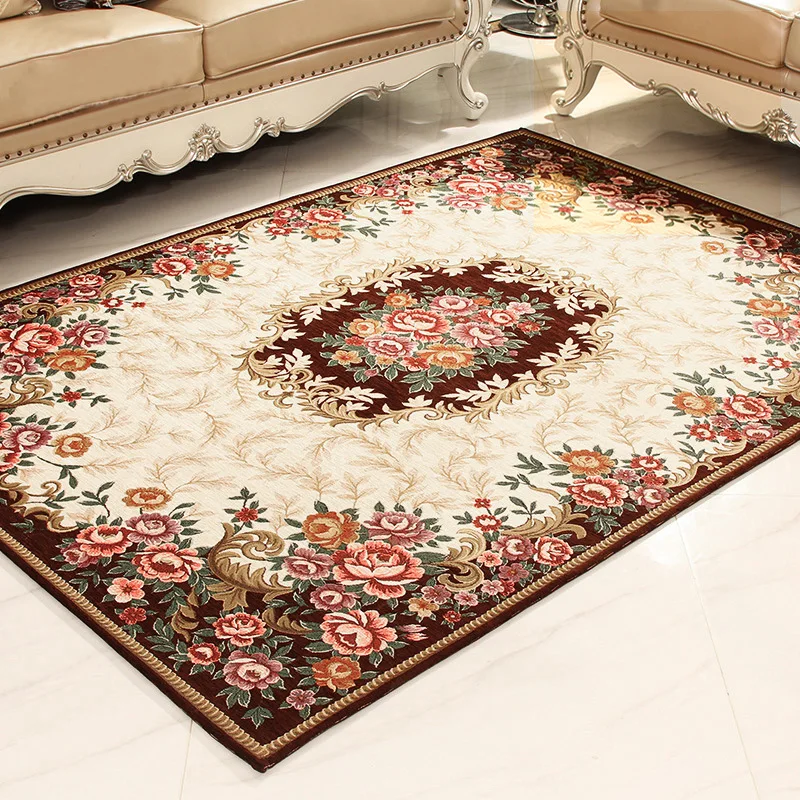 

Jacquard European Carpets for Living Room Pastoral Hallway Rugs for Bedroom Bedside Mat Home Floor Rug