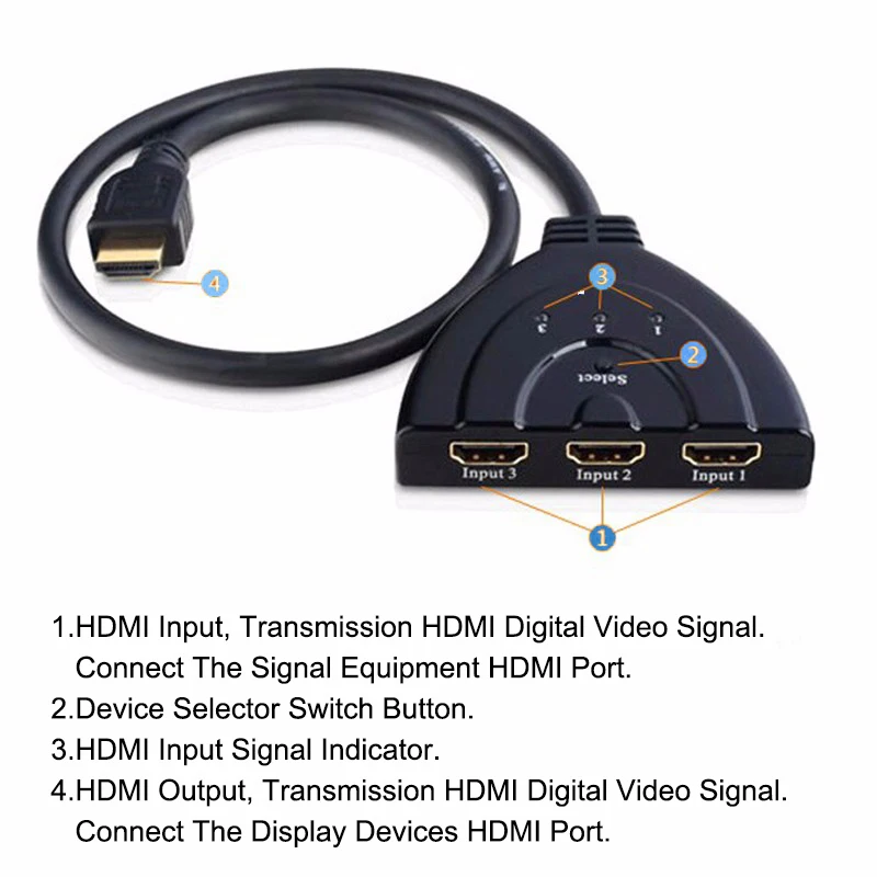 Высокое качество HDMI HUB 3 в 1 Порты и разъёмы HDMI переходник Кабель HD1080P 3D HDMI переключатель сплиттер для ПК ТВ HD ТВ DVD PS3/4 360 Xbox