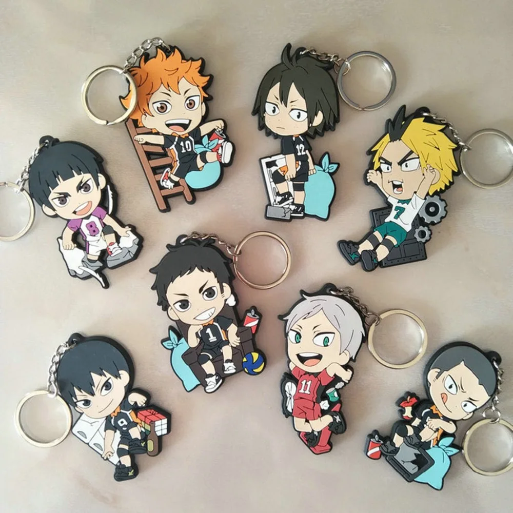 Мультфильм Haikyuu Хината shoyo ПВХ брелок кагеяма тобио модная Веселая милое кольцо для ключей, подвесные аксессуары для сумок porte ключах, игрушки для детей